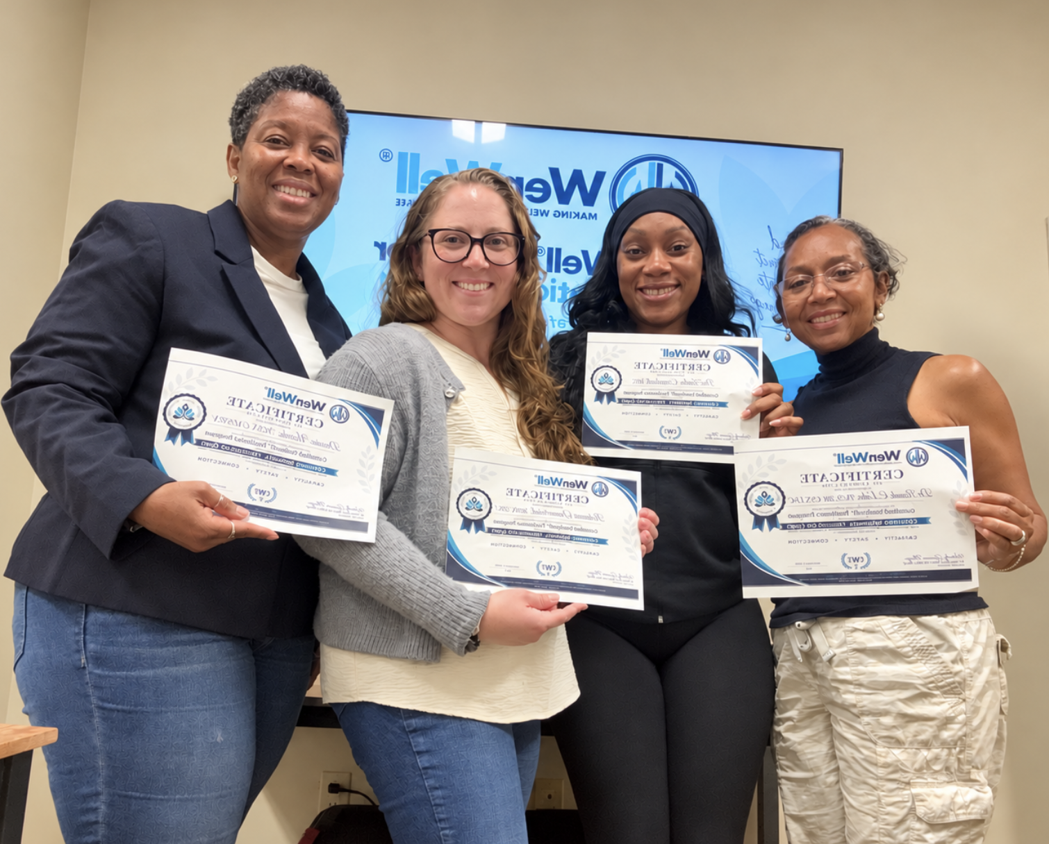 Graduates of the Certified WenWell® Facilitator Program holding their certificates